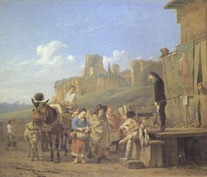 Karel Dujardin A Party of Charlatans in an Italian Landscape (mk05) Norge oil painting art